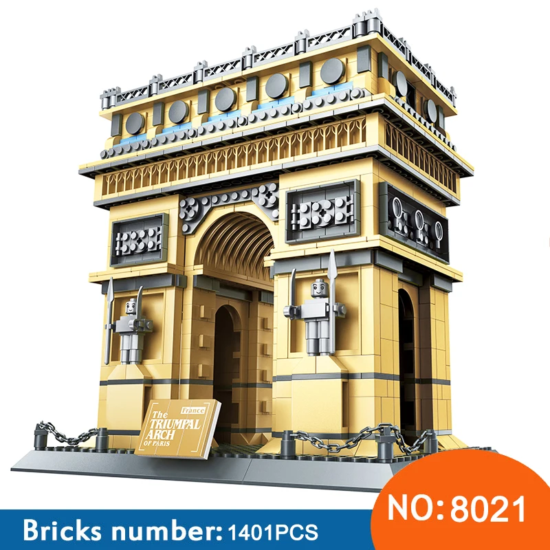 

1401 PCS Wange 5223 Street View Series The Triumphal Arch of Paris Building Blocks Educational Structure Bricks Toy for Children