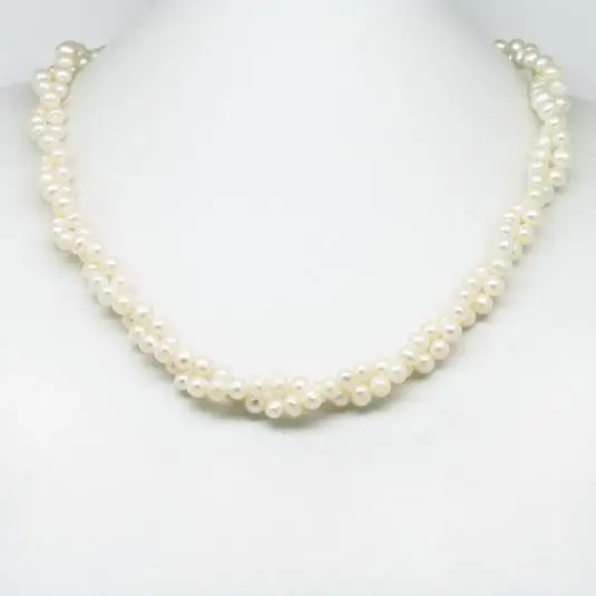 Классическое жемчужное ожерелье белого цвета 4-5 мм круглая скрученная цепочка из