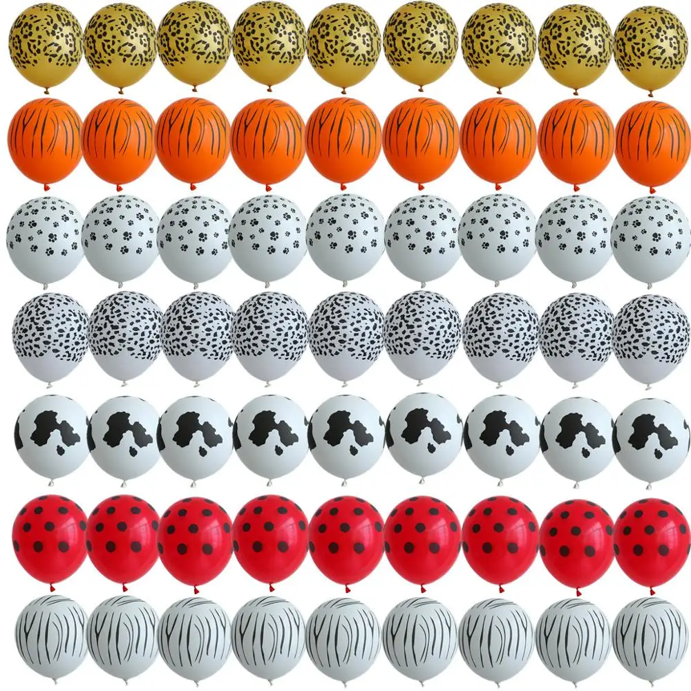 Globos de l&aacute;tex con estampado de animales salvajes, globos con estampado de Tigre, cebra y leopardo para decoraci&oacute;n de fiesta de cumplea&ntilde;os, 12 pulgadas, 100 Uds.-0