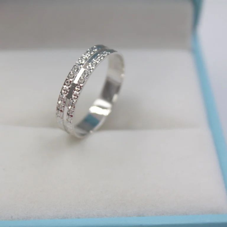 18K White Gold Настоящее 18 К кольцо из розового белого золота для женщин, двойное резное кольцо для монет, обручальное кольцо, рождественский подарок, 4mmW - Цвет камня: 18K White Gold