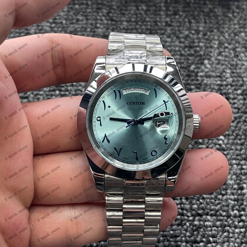 

Watch male Arabic numeral dial 40mm automatic mechanical watch waterproof week display jubilee strap sapphire glass men's watch