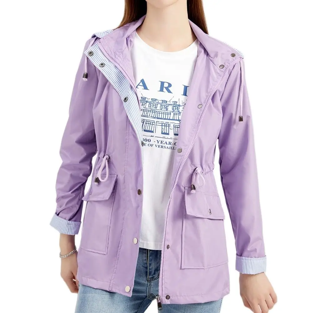 

Modx Autumn and Winter New Fashion Women's detachable Hat Medium and long drawstring temperament leisure windbreaker commuting