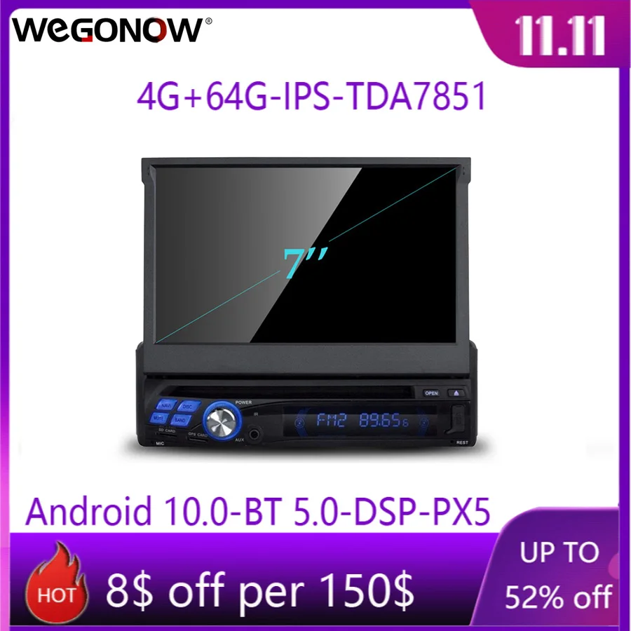 Универсальный автомобильный DVD плеер DSP 1din 7 дюймов Android 10 0 Восьмиядерный радио GPS