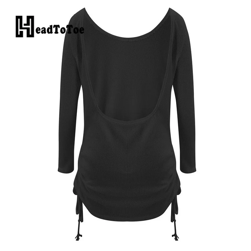 

Drawstring Ruched Backless Dress