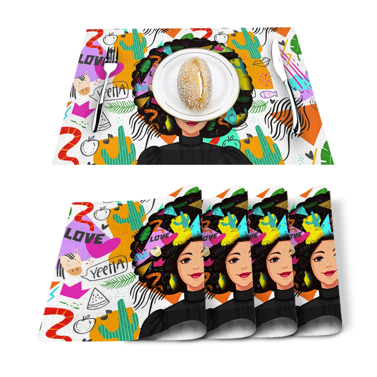 4 6 штук в партии комплект Коврики на стол для сна ряда головка каракули