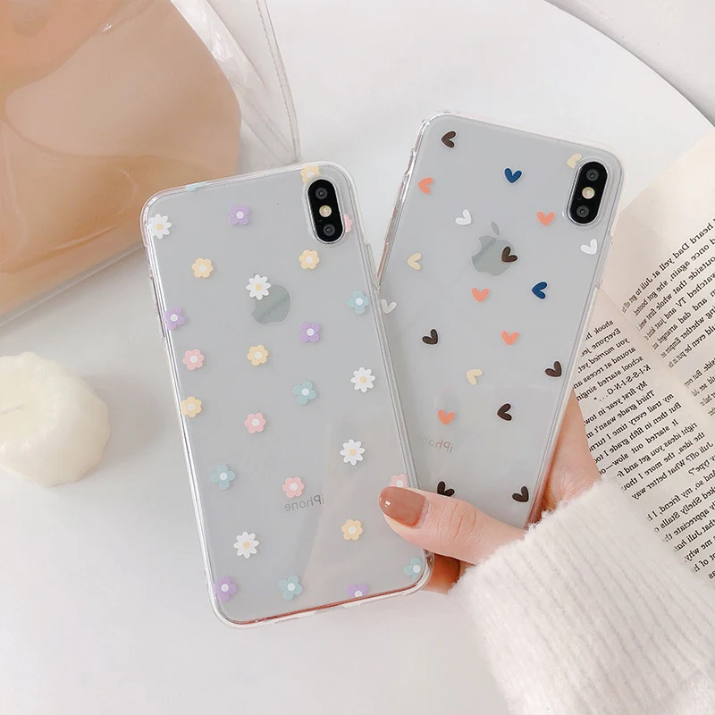 Мягкий чехол для телефона из тпу iPhone SE 2020 силиконовый с сердцем простой накладка 7