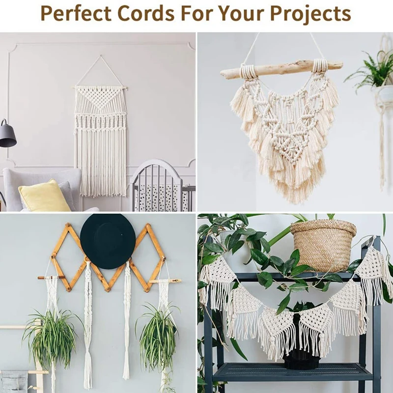 

Tassel Rope 4 mm,Natural Cotton Tassel Rope-,Suitable for Wall Hangings, Plant Hangers, Crafts,Wedding Decorations