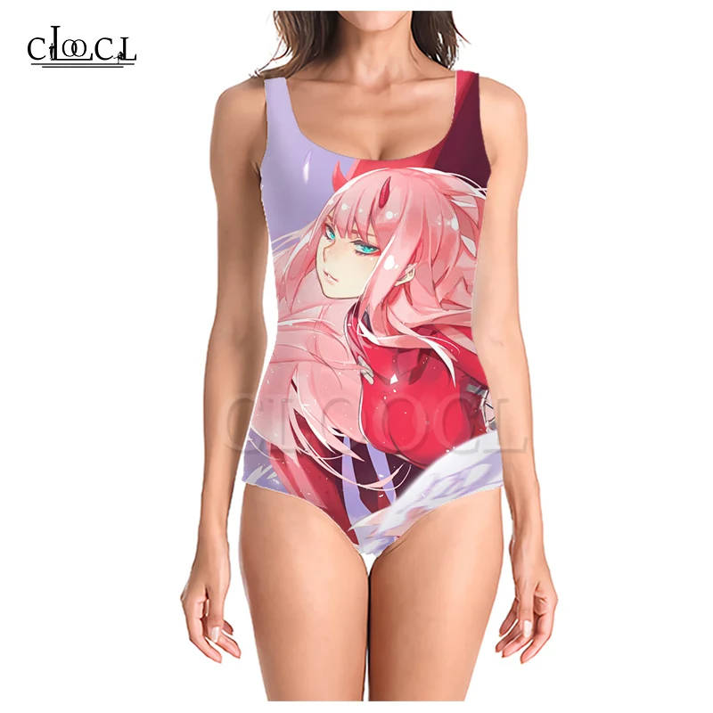 

CLOOCL Anime Darling In The Franxx Zero Two Fashion 3D Print One Piece Swimsuits Women Sleeveless Sexy Swimsuit Summer Beach
