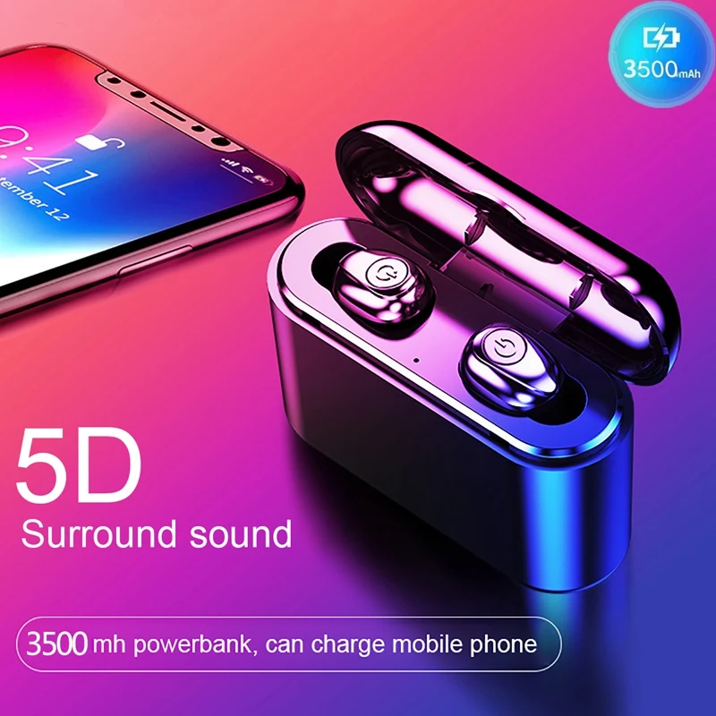 X8 TWS настоящие Bluetooth наушники 5D стерео беспроводные мини водонепроницаемые с