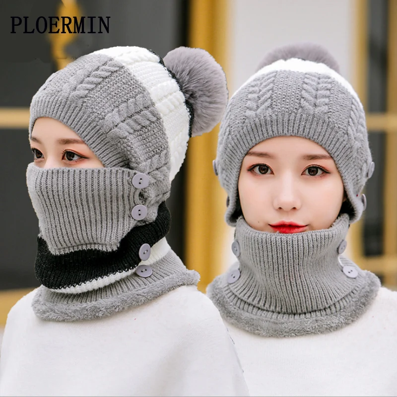 Skullies Beanies, шапка, зимние шапки, женская вязаная шапка, теплая меховая шапка с помпоном для женщин, высокое качество, маска для девочек, Лыжные шапки
