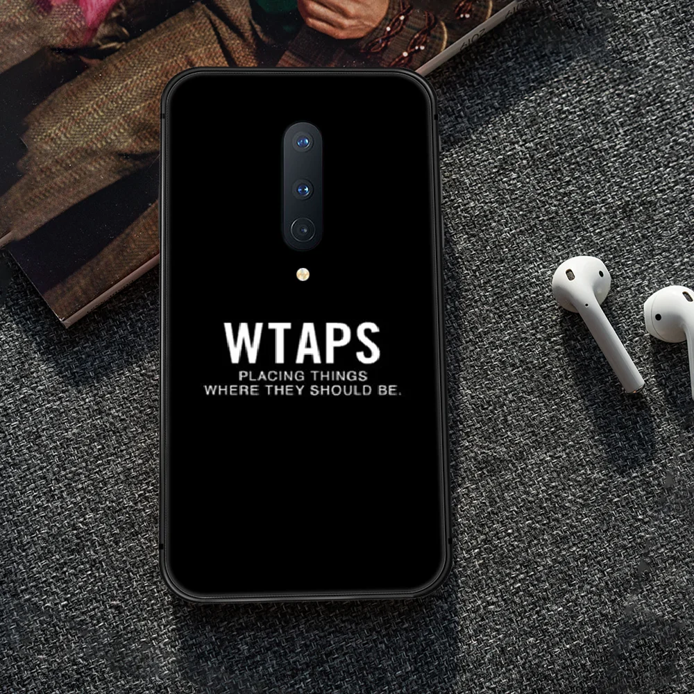 

Japan trend brand WTAPS Phone Case Cover Hull For 1+ Oneplus 5T 6 6T 7 7T 8 8T Pro black Back Tpu Etui Luxury Shell 3D Cover