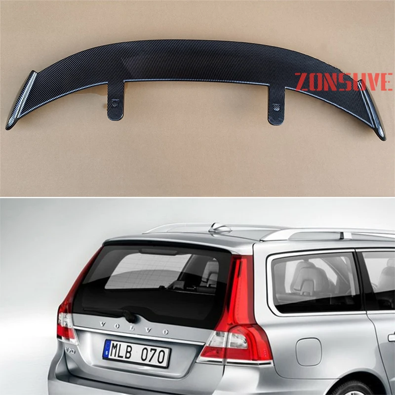 

Use For 2009-2014 Volvo V70 Spoiler ABS Plastic Carbon Fiber Look Hatchback SUV Roof Rear Wing Body Kit Accessories