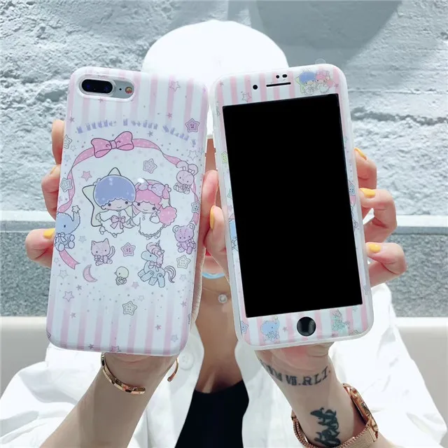 Мультяшный узор для iPhone 11 Pro Max 6 6s 7 8 Plus XS X XR мягкий чехол телефона + закаленное
