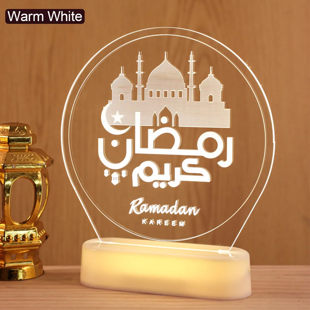 

LED Lamp Atmosphere Battery Powered Ornament Bedroom Tabletop For Home Warm White Eid Mubarak Ramadan Decoration Night Light