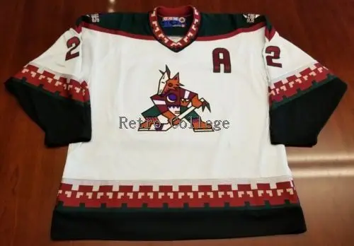 

Phoenix Coyotes #22 Rick Tocchet black white MEN'S Hockey Jersey Embroidery Stitched Customize any number and name