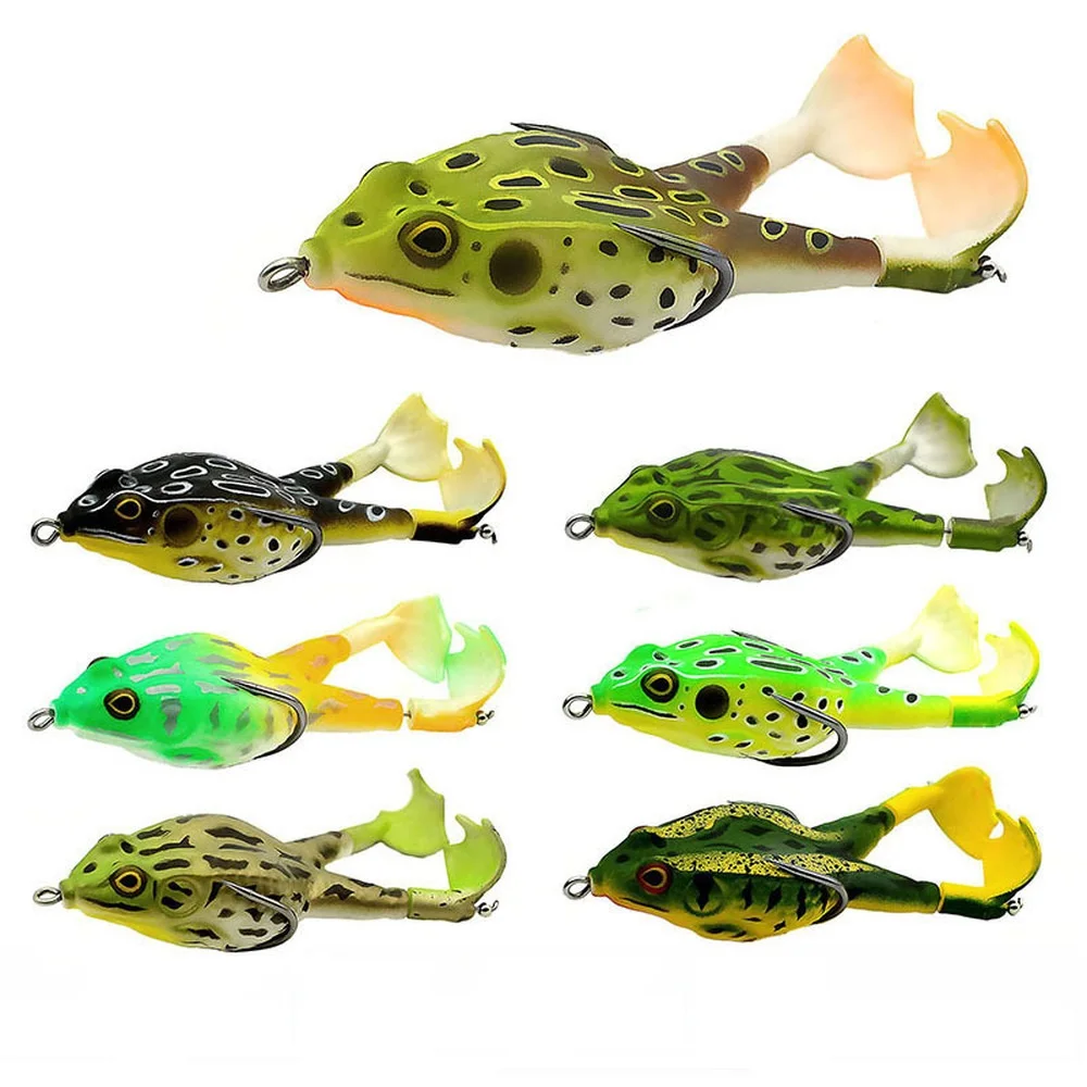 

5Pcs Frog Silicone Bait Fishing Soft Lure Spinner Squid Thunder Frog Jig Spoon Trolls Soft Bait Sea Ice Fishing Fake Baits