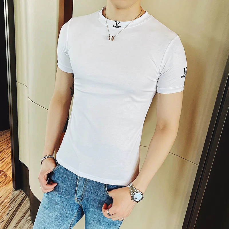 

2021 NEW Casual T-Shirt Men Short Sleeve T Shirts Summer Embroidery O-neck Tops Tees Slim Fit Street Wear Clothing Breathable