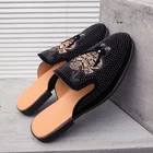 Мужские брендовые Дизайнерские повседневные туфли со стразами, роскошные деловые итальянские туфли 38  45, мужские полуботинки, Прямая поставка, мужские черные шлепанцы