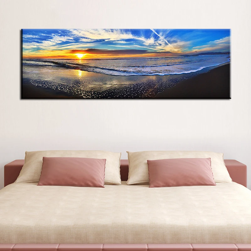 60x180cm-естественный закат может море пляж пейзаж плакаты и принты Холст Картина