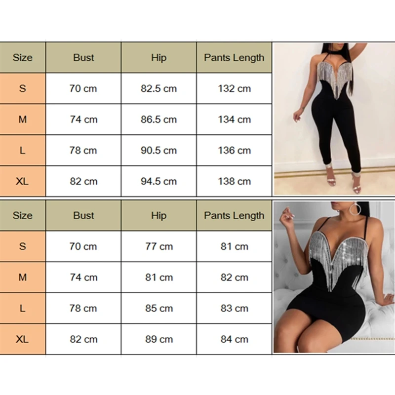 

Sexy Women Lady Sequin Jumpsuit Romper Bodycon Backless Clubwear Party Long Pant Trouser Black Tassels Dress Outfit