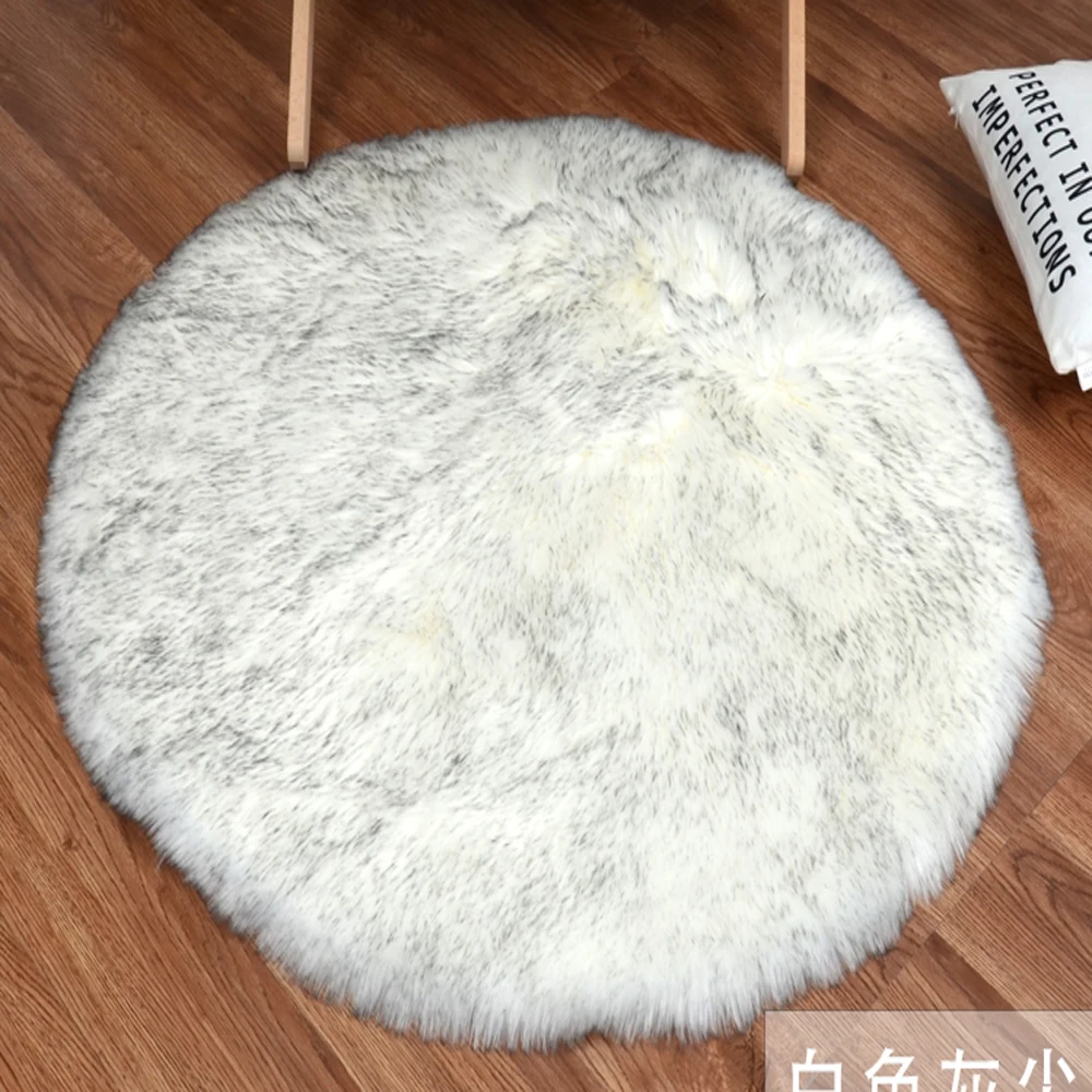 Пушистый Круглые Искусственные меховый ковер Спальня плотная плюшевая