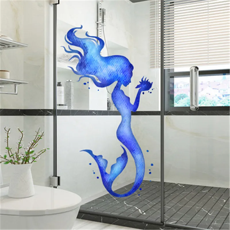 Настенные стикеры в виде русалки для детской комнаты домашний декор синяя