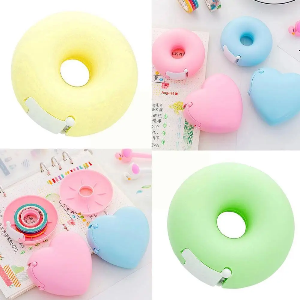 

Korea Cartoon Tape Dispenser Stationery Portable Tape Small Invisible Holder Tape Tape With Inside Donut T3b5