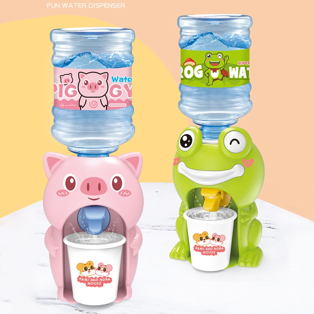 

Mini Water Dispenser for Children Kids Gift Cute Cold/Warm Water Juice Milk Drinking Fountain Simulation Cartoon Pig Kitchen Toy