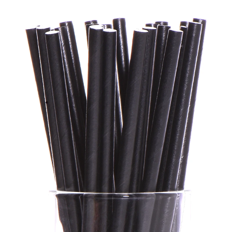 pure black 25 шт eco-friendly зеленый бамбук бумажные, с пандой соломинки для дня рождения Свадебная вечеринка Baby Shower украшения событие для питьевой воды - Цвет: pure black