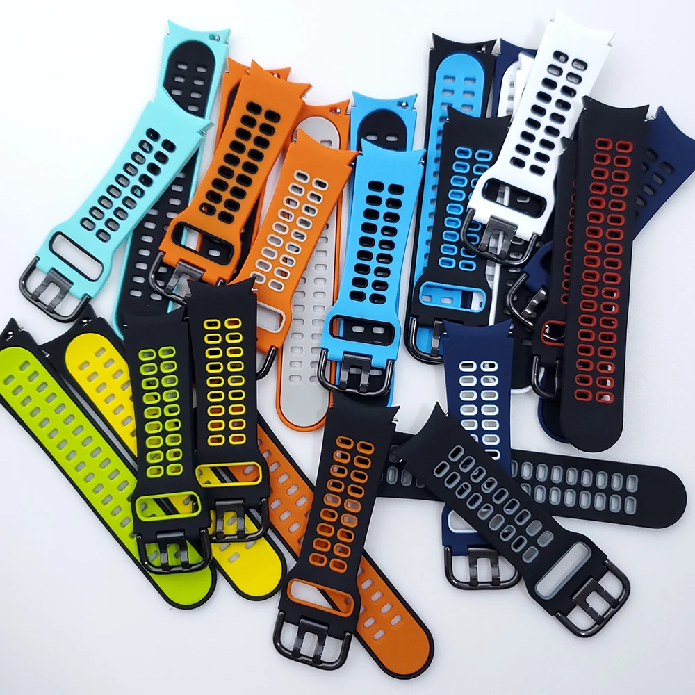 Double color Sport Silicone Band For Samsung Galaxy Watch 4 Classic 46mm 42mm / 44mm 42mm Smartwatch Strap Replacement Watchband