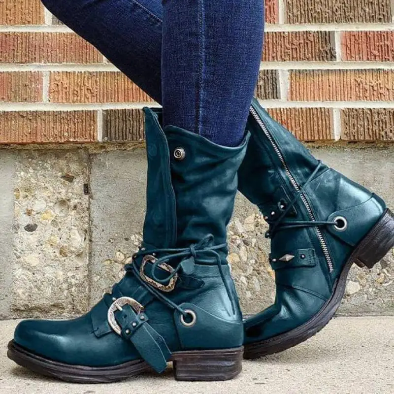 2021 New Winter Zipper Snow Boots Women Shoes Ankle Boots Shoes Wood Grain Square Heel Woman Ladies