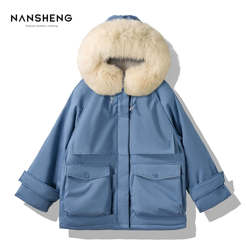 off-Season Clearance New Parka down Jacket Women's Winter Clothes Thickened Warm Short Hooded White Duck down Coat Tide