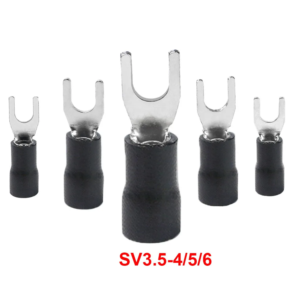 500pcs/bag SV3.5-4/5/6 Insulated Spade Terminal Block Connector Electrical Furcate Lug Crimp Cable Wire Forked End Insulation 500pcs/bag SV3.5-4/5/6 Insulated Spade Terminal Block Connector Electrical Furcate Lug Crimp Cable Wire Forked End Insulation