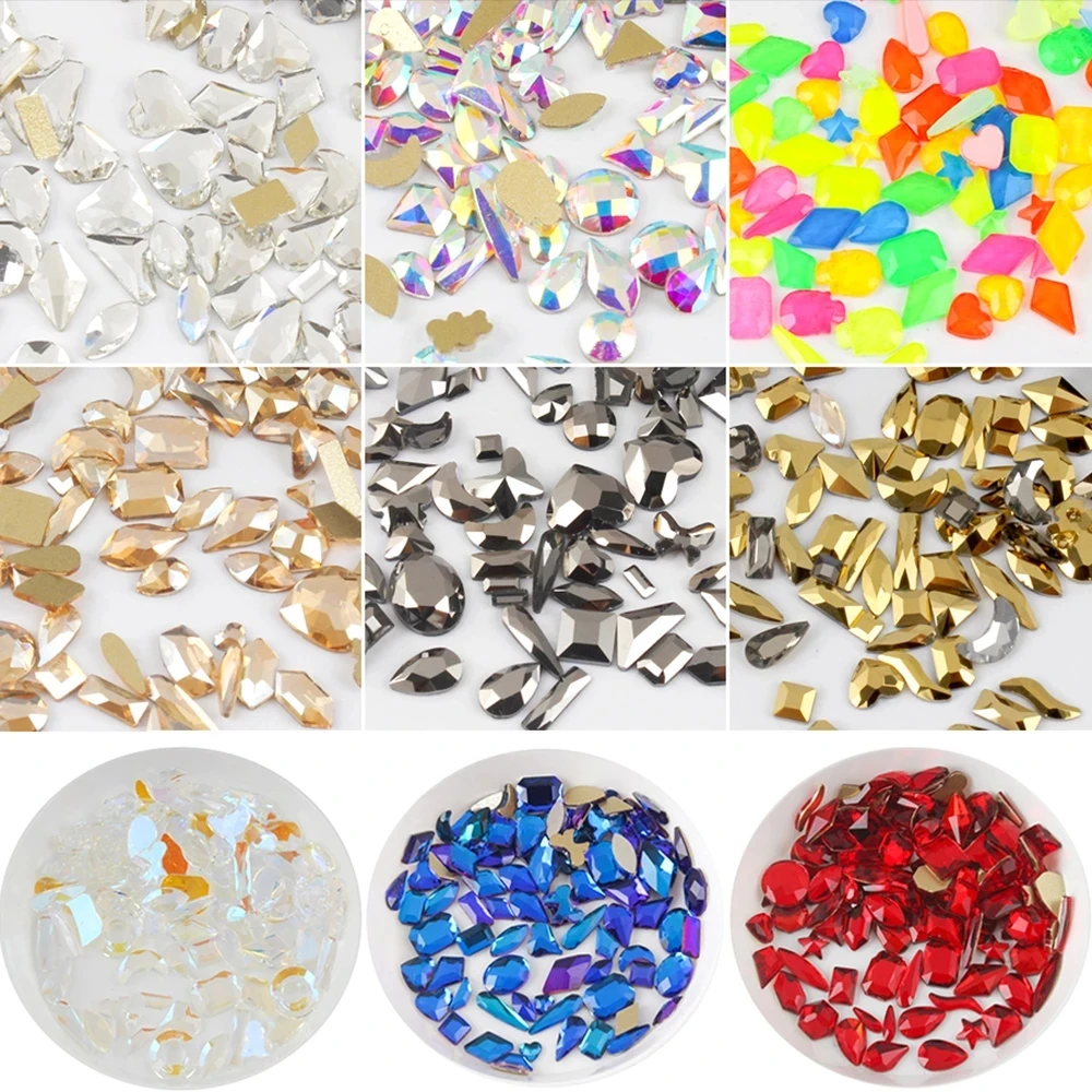 Mixed Shape 3Crystal AB 3D Nail Art Rhinestones Shiny Glass Nail Stones Gems For DIY Nails Art Decoration  - buy with discount