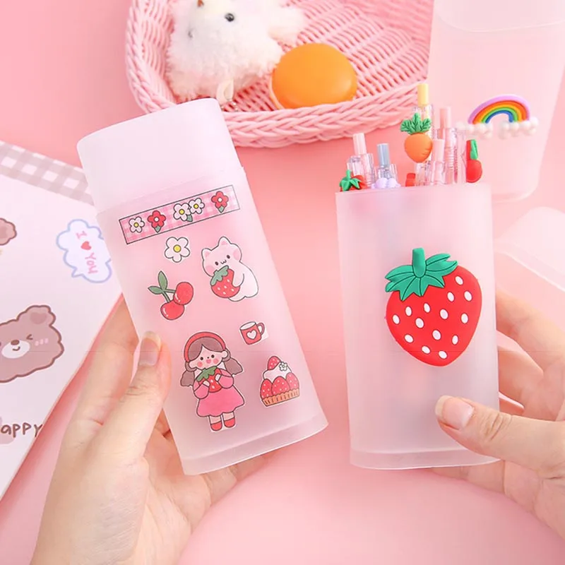 

Милый мультяшный школьный Настольный канцелярский держатель для ручек вместительный органайзер для хранения кистей для макияжа Многофунк...