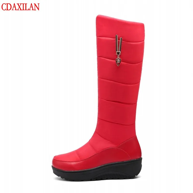 

CDAXILAN new arrival snow boots women knee-high boots made of PU leather and down cloths warm legs winter