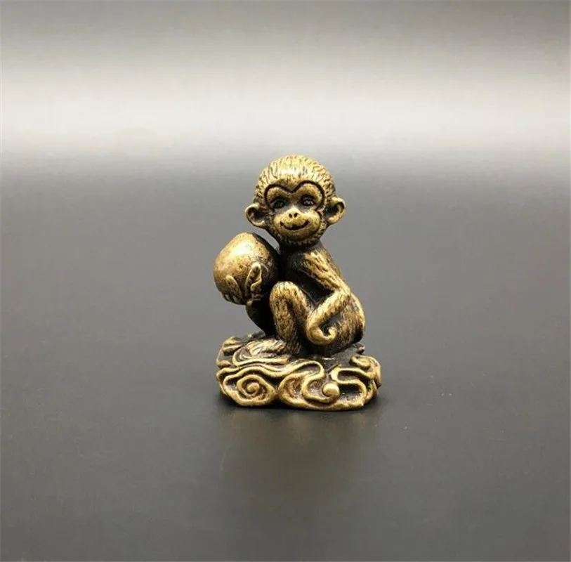 Медная сборная китайская латунная резная статуя зодиака животное обезьяна