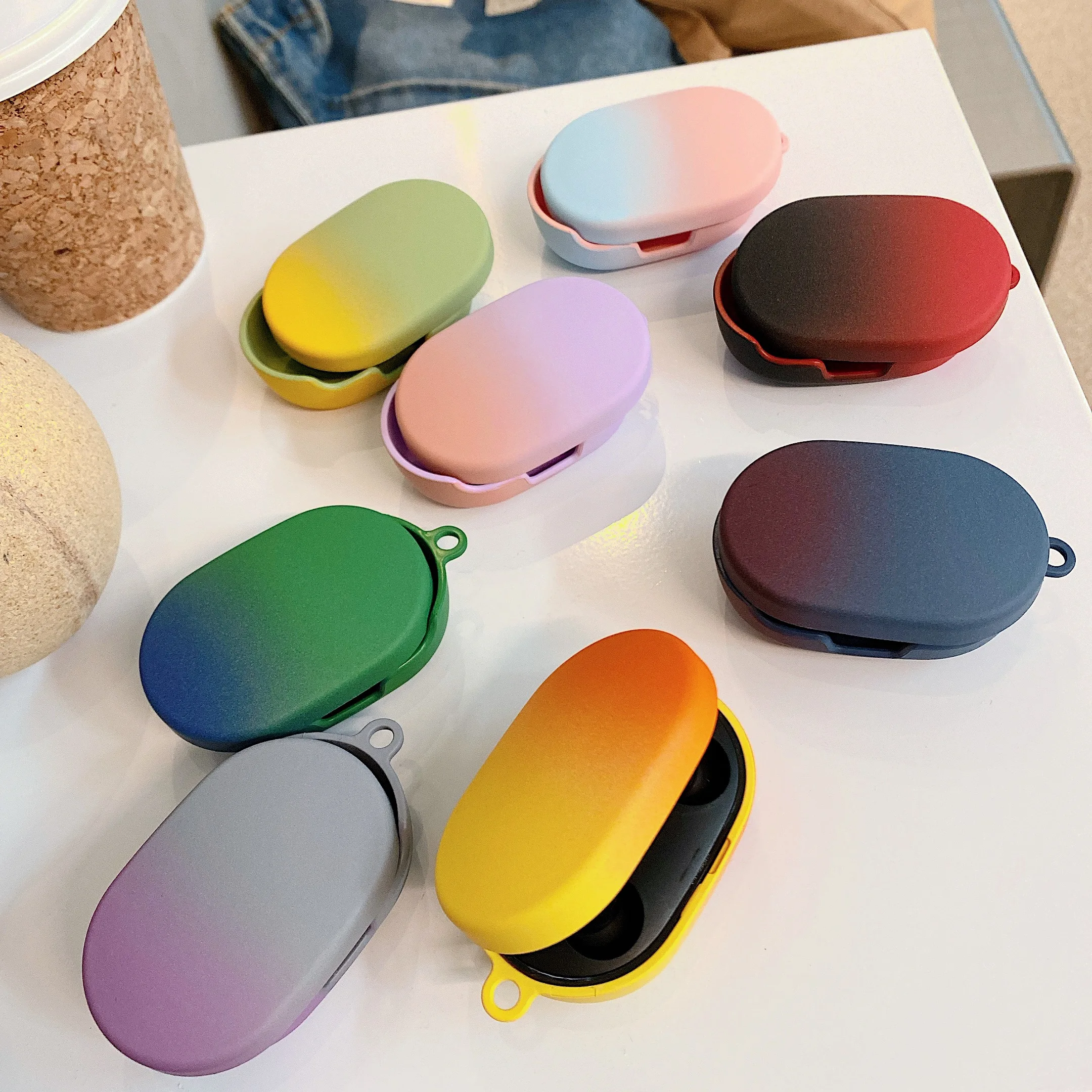 Матовый градиентный цветной чехол для наушников Xiaomi Redmi AirDots S беспроводной