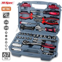 hi spec 67pc car repair tool kit set 14 38 auto mechanical tools metric diy hand tools socket screwdriver set plier in box