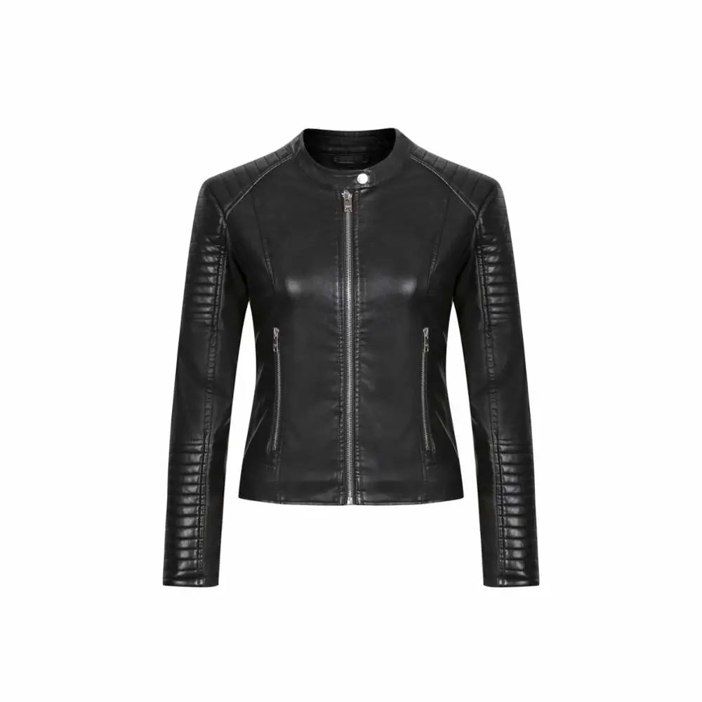 Z009 Black Женские куртки с длинным рукавом черная Розовая белая кожаная одежда облегающая мотоциклетная кожаная куртка женская верхняя одежда зимние пальто - Цвет: Z009 Black