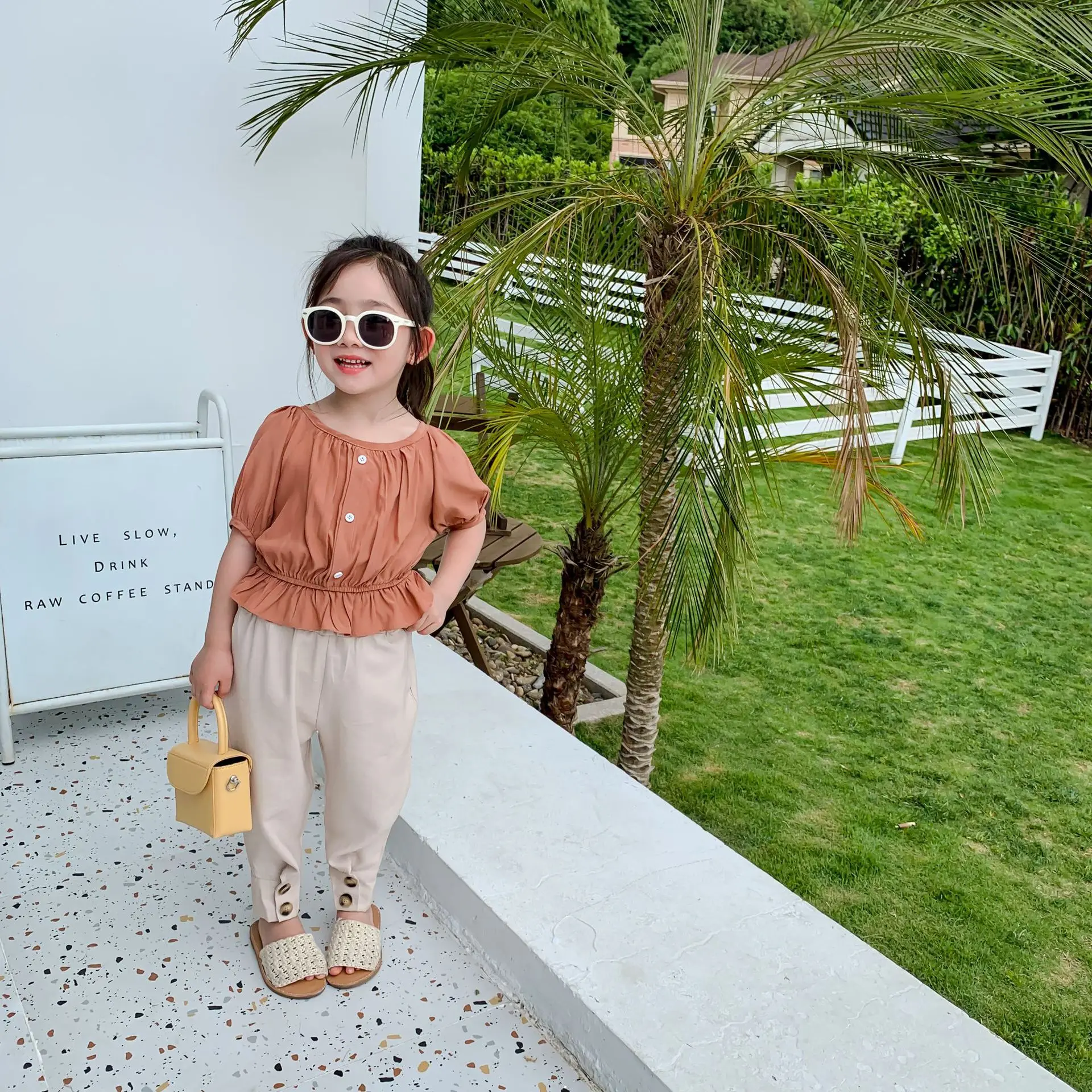 Комплект одежды для девочек 2020 летний комплект детской из футболки и брюк