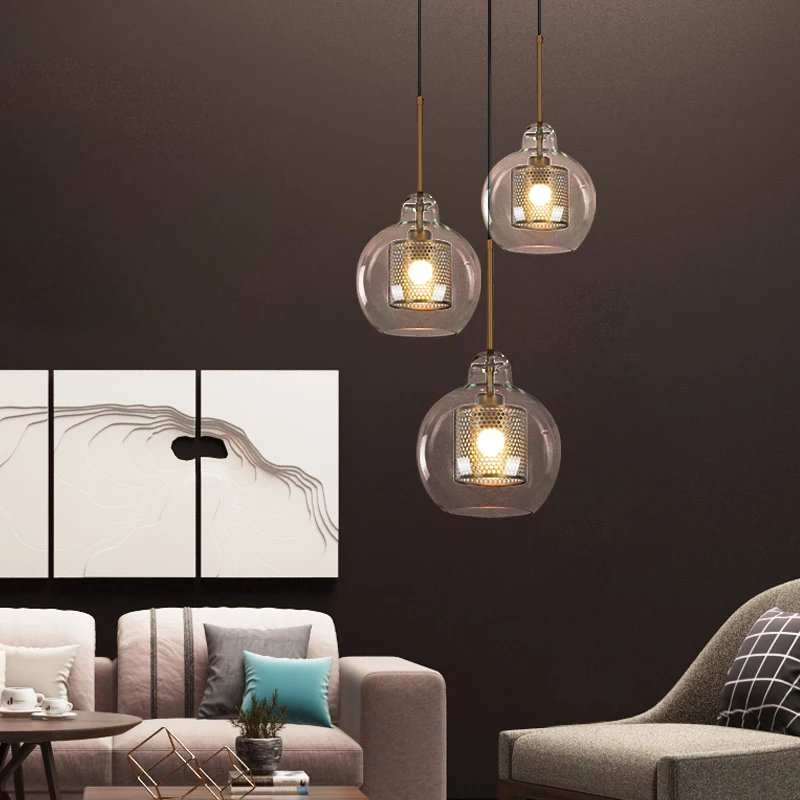 Скандинавский дизайнерский стеклянный подвесной светильник в стиле лофт