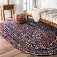 rug 100 natural cotton handmade reversible oval rug modern pastoral style color carpet home living area rugs