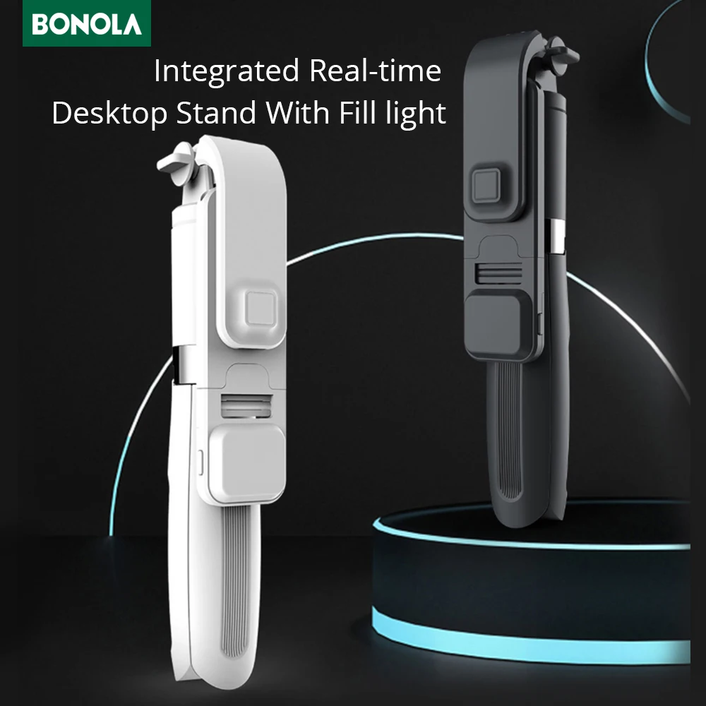 

Bonola Handheld Selfie Stick Tripods Fill Light for iPhone 12 11 Pro Max/Samsung S21 Foldable Wireless Bluetooth Selfie Stick