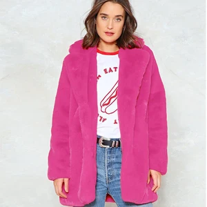 Женское зимнее теплое Свободное пальто с длинным рукавом, из искусственного меха