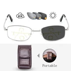 Складные фотохромные прогрессивные Мультифокальные очки для чтения для мужчин и женщин, очки для дальнозоркости с защитой от сисветильник