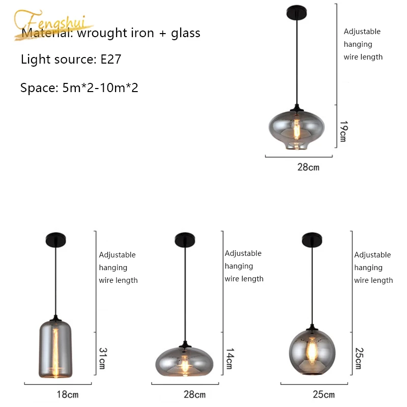 

Nordic Industry LED Glass Pendant Lamp Fixtures Modern Light Living Room Bedside Bathroom Lamps Home Decor Hanging Lamp Lighting
