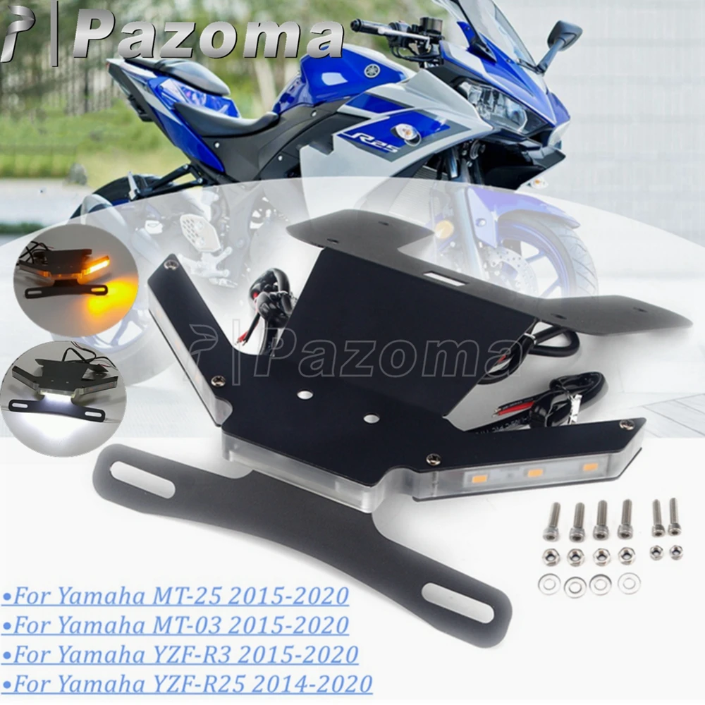 Motorcycle Tail Fender LED Eliminator Tidy Kit For YAMAHA YZF R25 R3 MT-25 MT-03 Rear License Plate Light Holder Bracket 14-2020 |