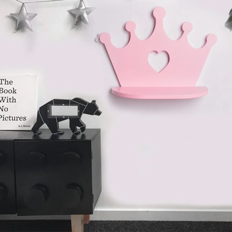 

Wooden Princess Crown Shelf Baby Girls Kids Room Decoration Wall Shelves Storage Rack Organizer Holder Nursery Decor Photo Props