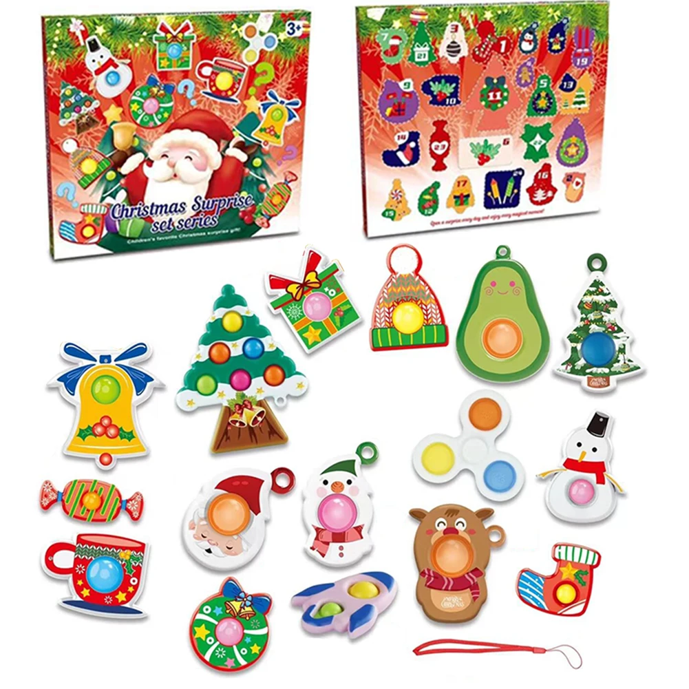 

24 Days Advent Calendar Toys Set Push Bubble Stress Sensory Toys Relief Anti-Stress Simple Antistress Hand Game